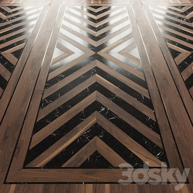 Parquet Ebony and Co herringbone chevron 3DS Max Model