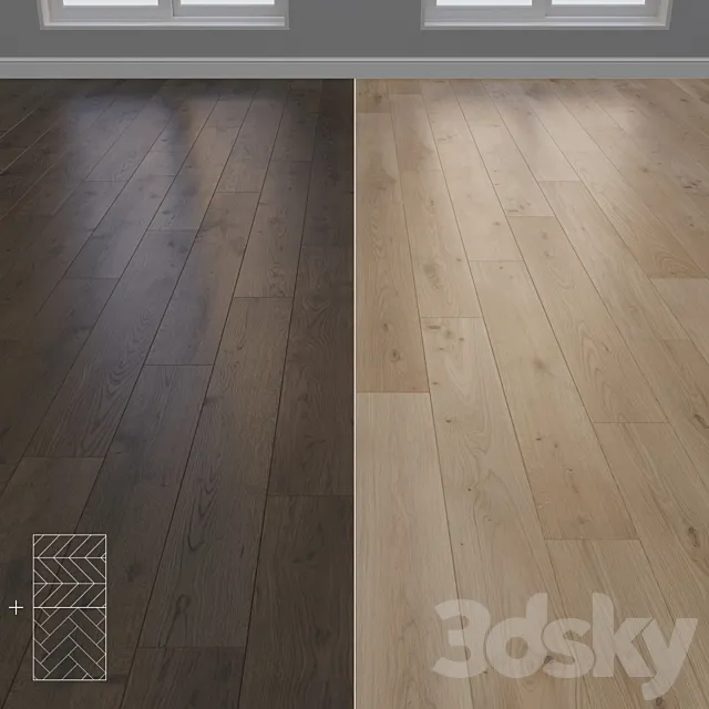 Parquet Oak 2 types layout Christmas tree chevron and linear setduo23 3ds Max