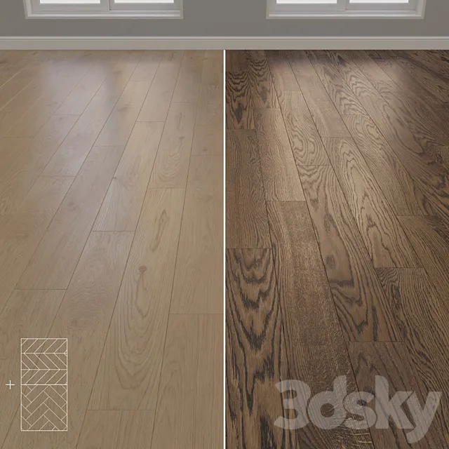 Parquet Oak 2 types layout herringbone chevron and linear setduo20 3DS Max Model