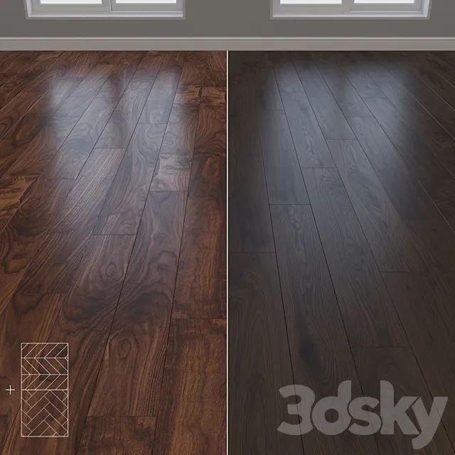 Parquet Oak 2 types layout herringbone chevron and linear setduo36 3DS Max Model