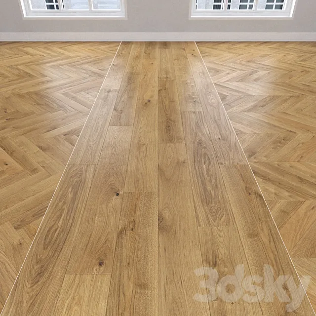 Parquet Oak 3 types. Christmas tree linear chevron. 3ds Max