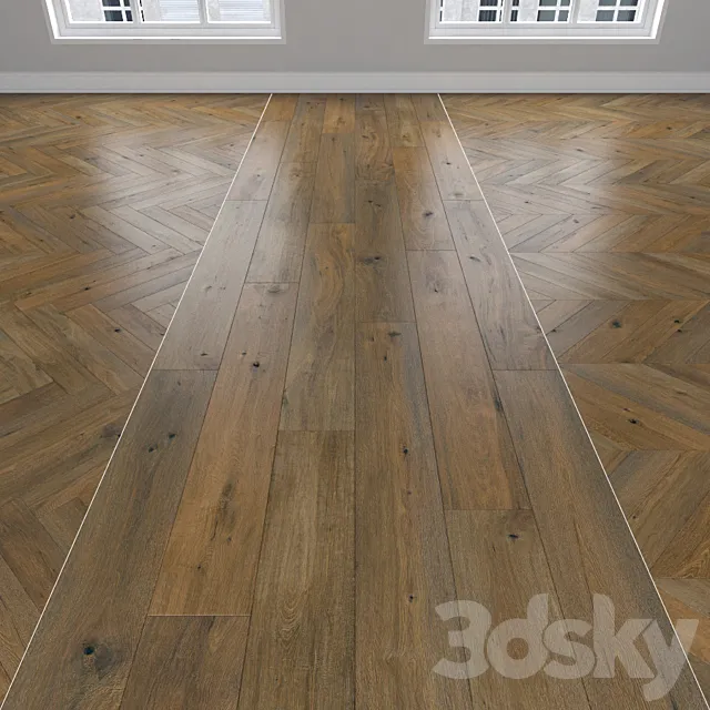 Parquet Oak 3 types: herringbone linear chevron. 3ds Max