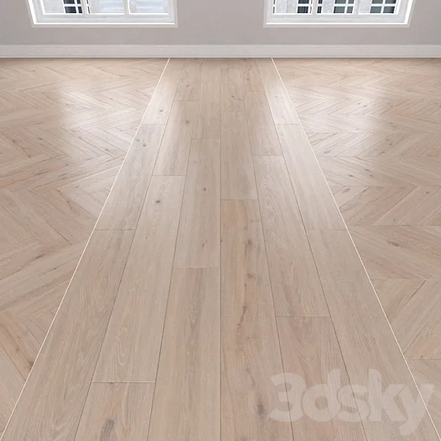 Parquet Oak 3 types: herringbone linear chevron. 3ds Max