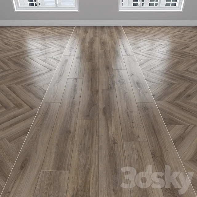 Parquet Oak 3 types: herringbone linear chevron. 3ds Max