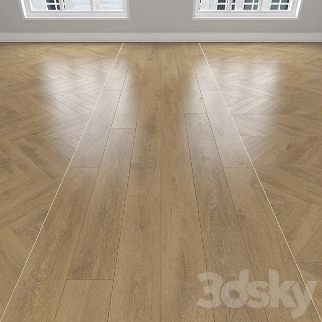 Parquet Oak 3 types: herringbone linear chevron. 3ds Max