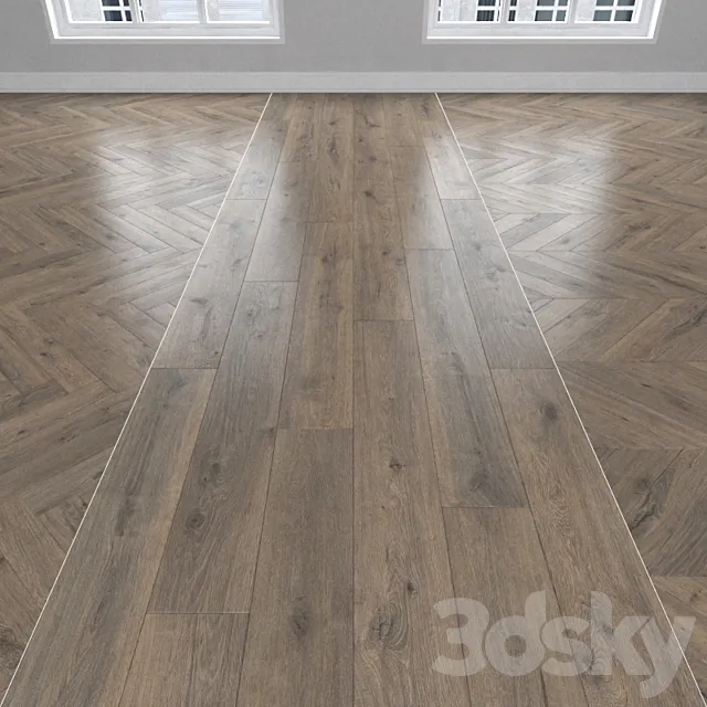 Parquet Oak 3 types: herringbone linear chevron. 3ds Max