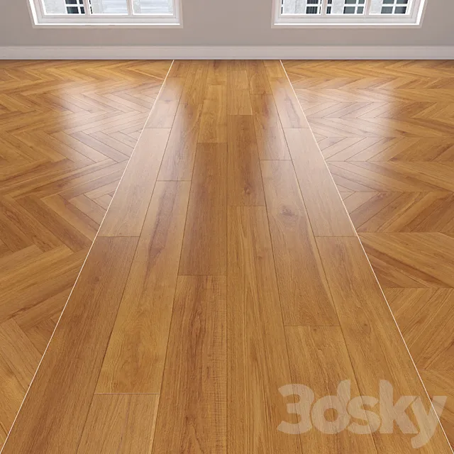 Parquet Oak 3 types: herringbone linear chevron. 3dsMax Model