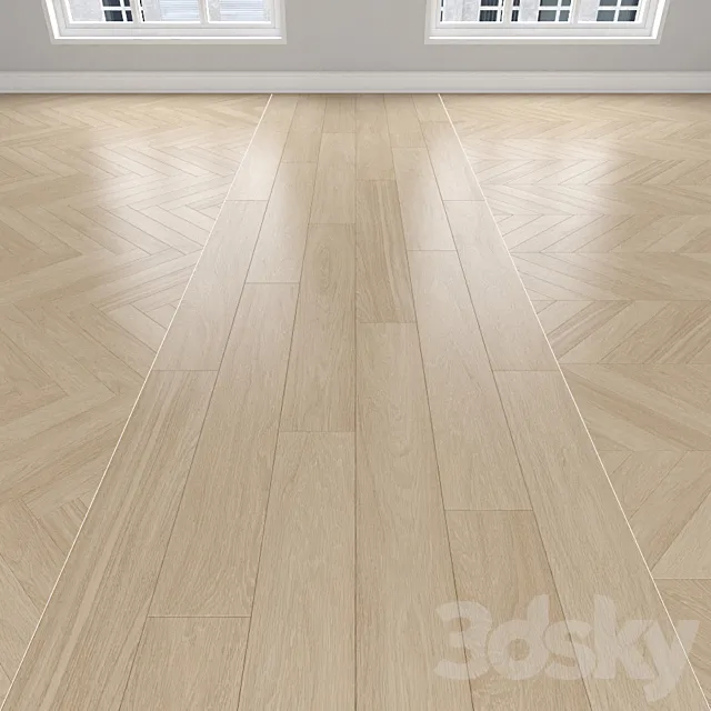 Parquet Oak cream 3 types: herringbone linear chevron. 3DS Max Model