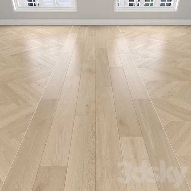 Parquet Oak cream 3 types: herringbone linear chevron. 3ds Max