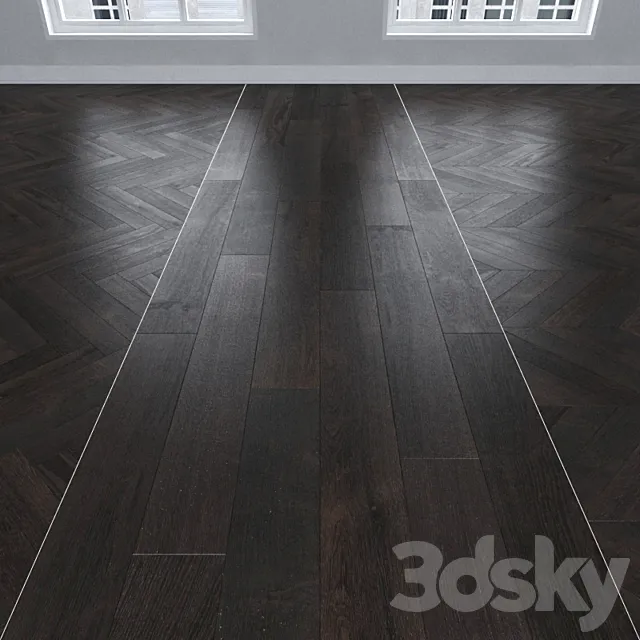 Parquet Oak dark 3 types. Christmas tree linear chevron. 3ds Max