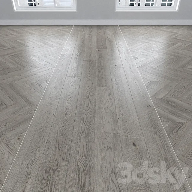 Parquet Oak gray 3 types. Christmas tree linear chevron. 3ds Max