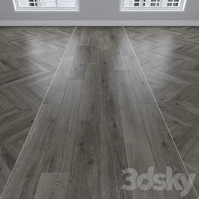 Parquet Oak gray 3 types: herringbone linear chevron. 3ds Max