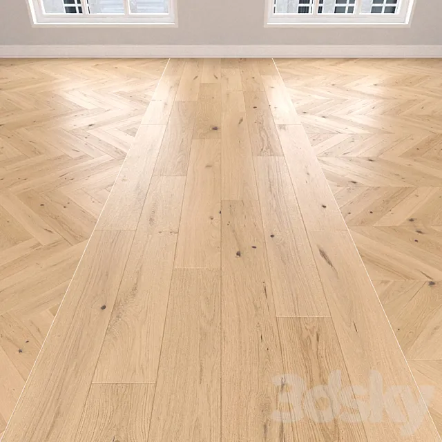 Parquet Oak light 3 types. Christmas tree linear chevron. 3DS Max Model