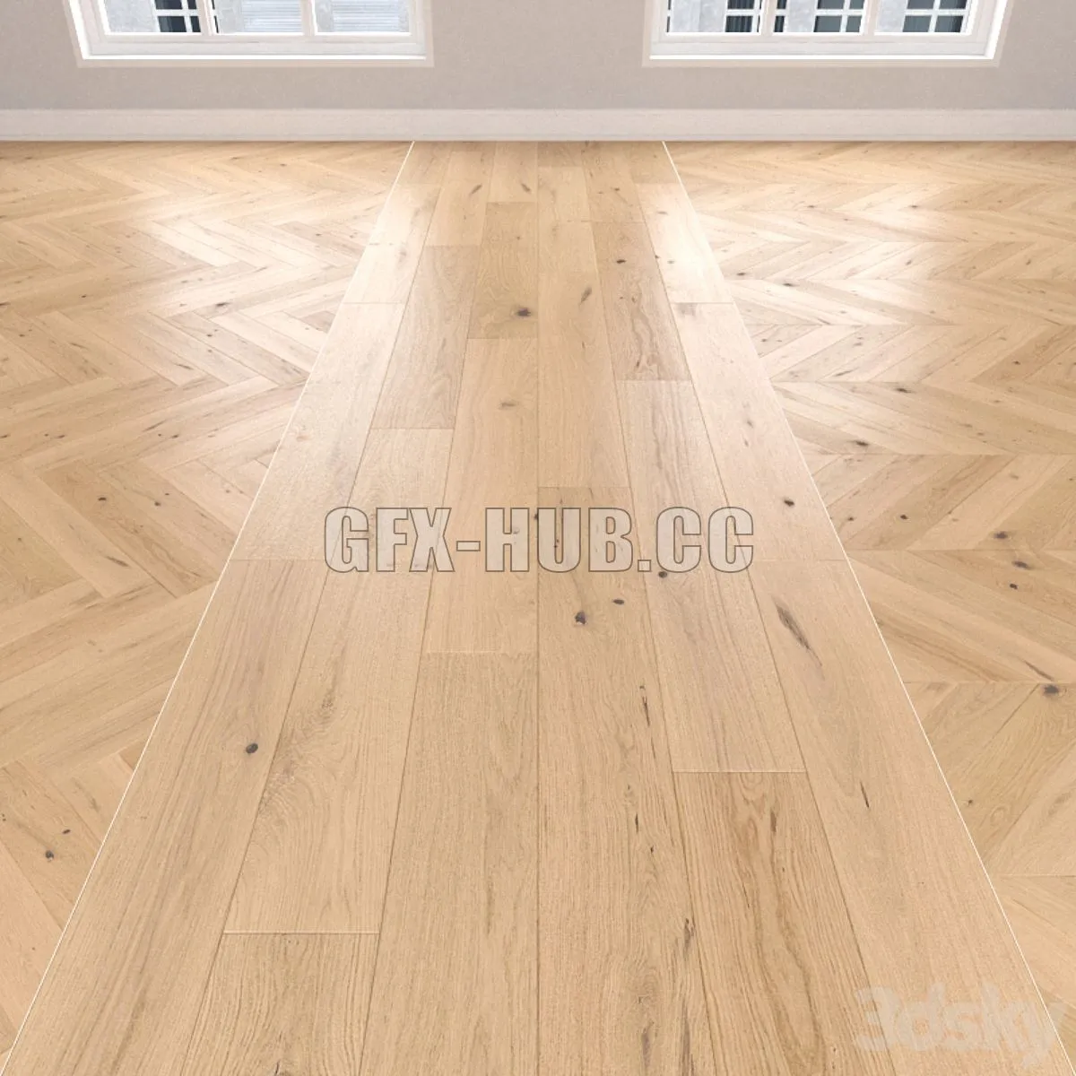 Parquet Oak light 3 types Christmas tree linear chevron 3dsMax Model