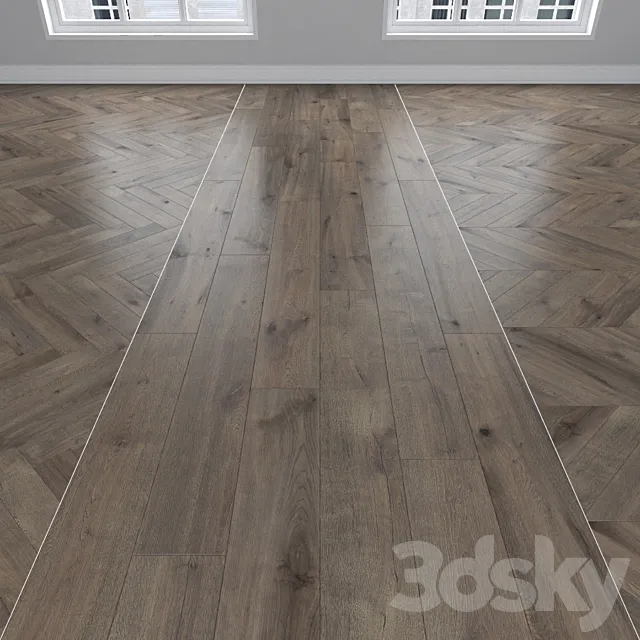 Parquet Oak smoky 3 types: herringbone linear chevron. 3DS Max Model