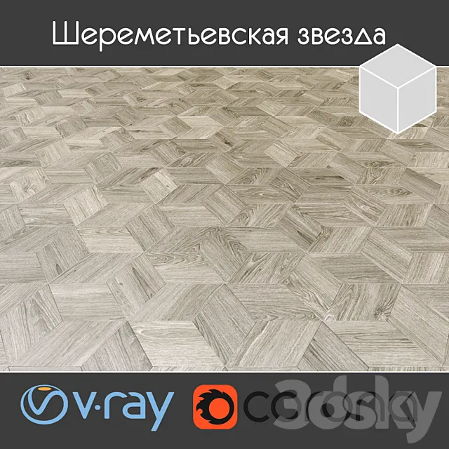 Parquet Sheremetyevo star 1-2 3ds Max