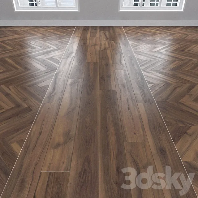 Parquet Walnut 3 types: herringbone linear chevron. 3DS Max Model