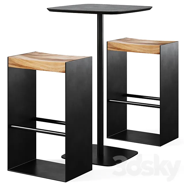 Parson bar table and Iron Frame bar stool 3dsMax Model