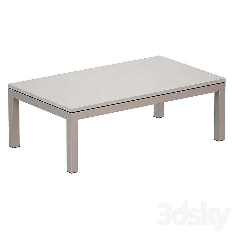 Parsons White Marble Top \/ Stainless Steel Base 48×28 Small Rectangular Coffee Table (Crate and Barrel) 3DS Max