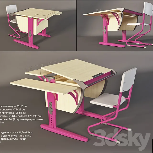 PARTA DEMI D-14-02 with Chair (Maple-pink) 3DSMax File