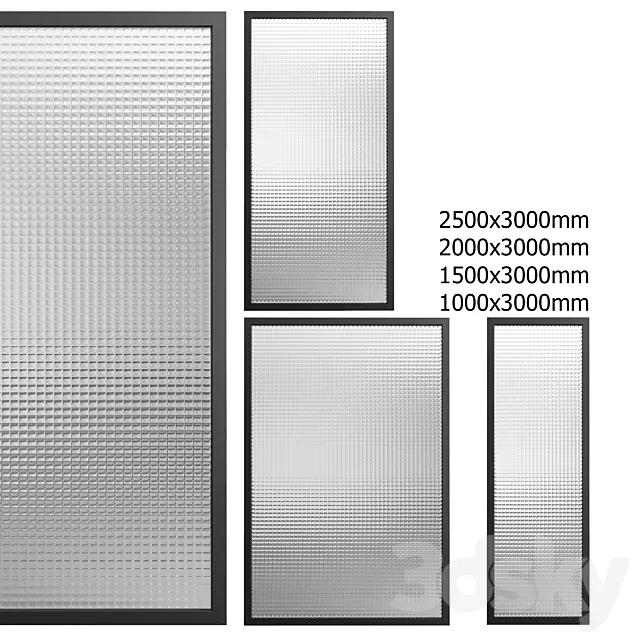 Partition with embossed glass No. 2 3DS Max Model