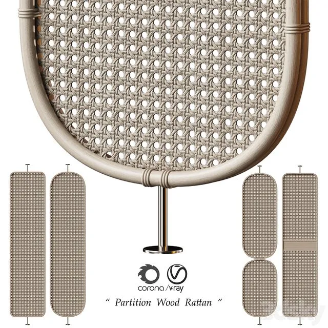 Partitions Wood Rattan 3dsMax Model
