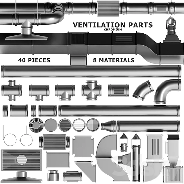 Parts Ventilation System Set 01 3ds Max