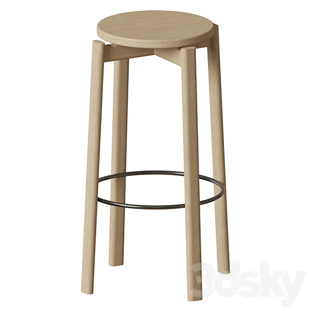 Passage Bar Stool Wood Seat 3ds Max