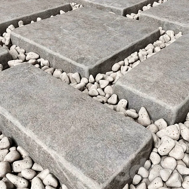 Paving and pebble _ Pebble paving 3ds Max