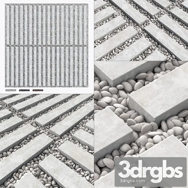 Paving Long Tile With Pebbles No 7 3dsmax Download