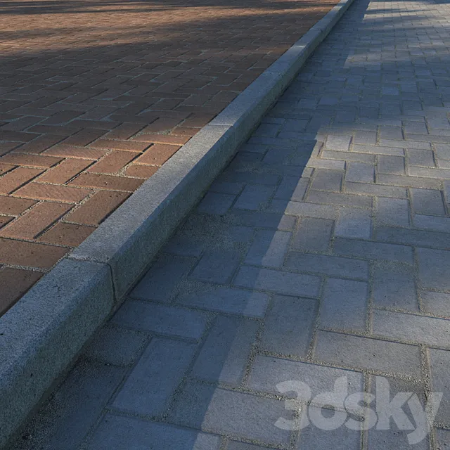 Paving slabs and curb (curb) 3DSMax File