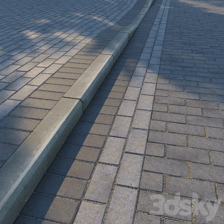Paving slabs and curb (curb) v2 3DS Max