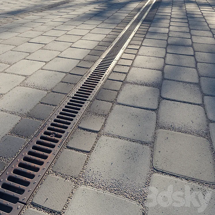 Paving slabs and storm grate 3DS Max