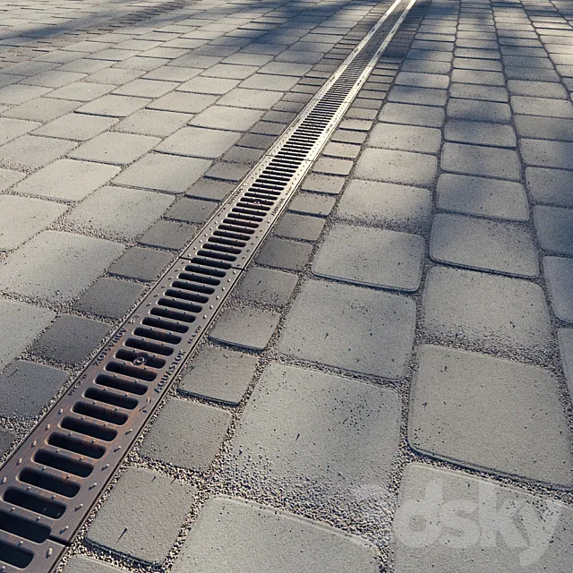 Paving slabs and storm grate 3DSMax File