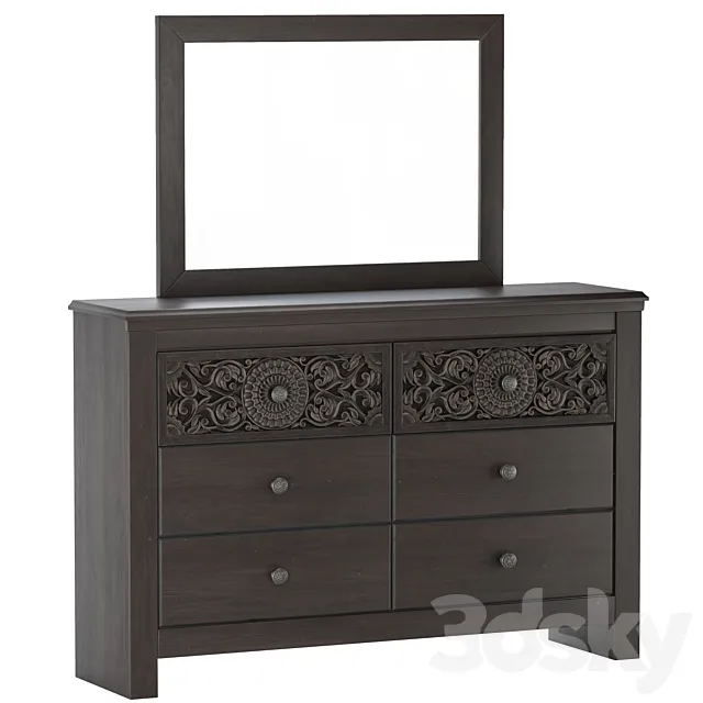 Paxberry 6 Drawer Dresser and Mirror 3ds Max
