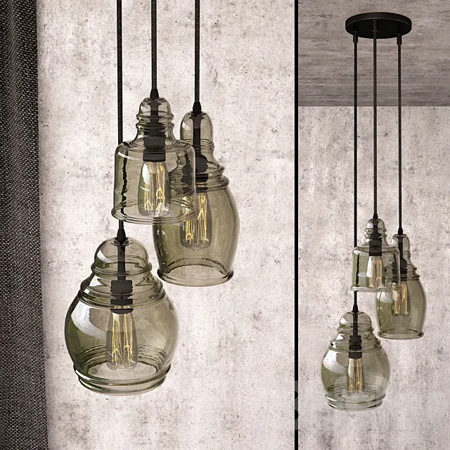 Paxton Glass 3-Light Pendant 3DS Max Model