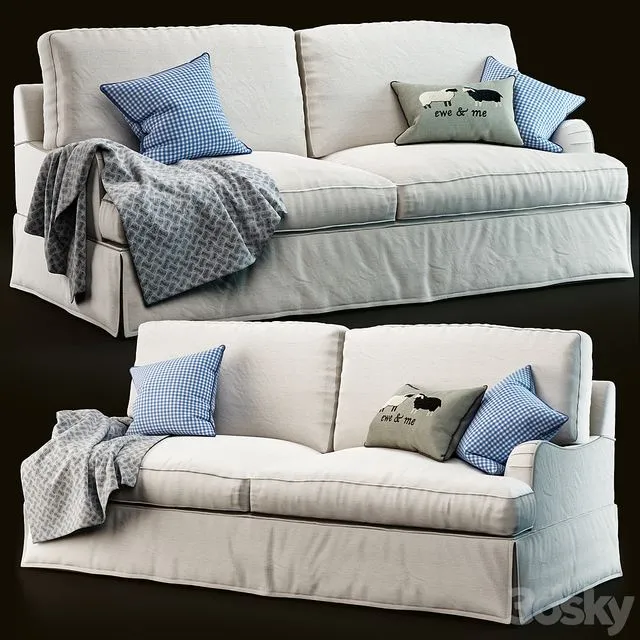 PB Russian Arm Slipcovered Sofa 3dsMax Model