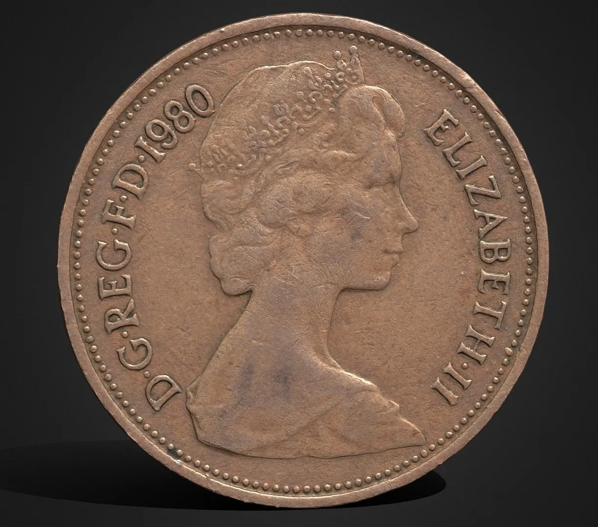 PBR Game 3D Models – 2 Pence Elizabeth Ii 1980 Rawscan
