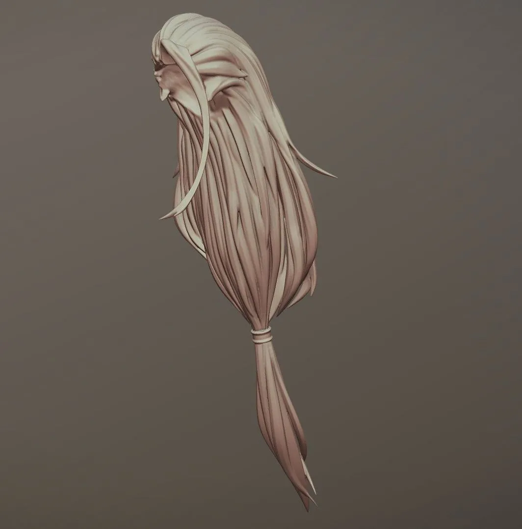 PBR Game 3D Models – 3D Printable Stylized Hair 01