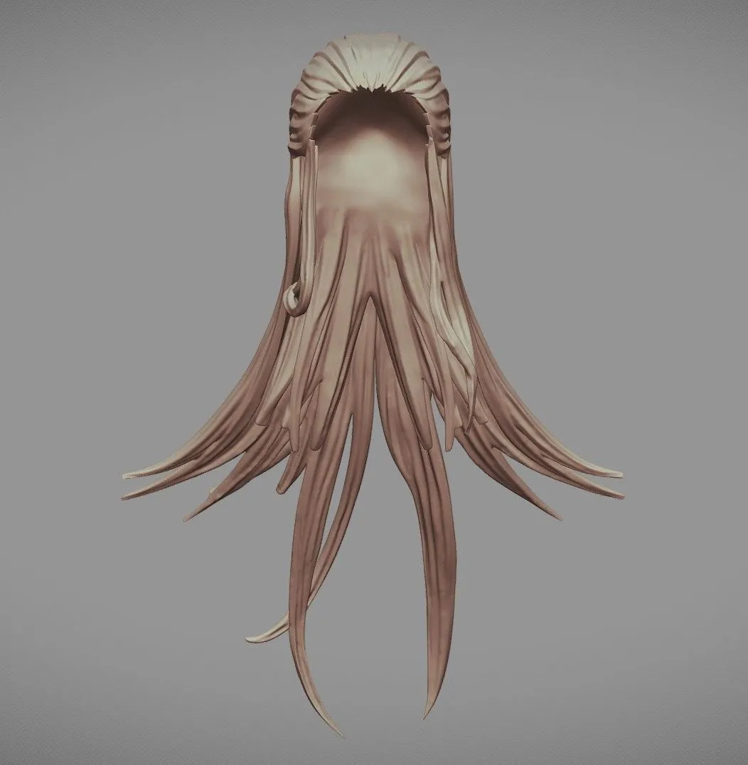 PBR Game 3D Models – 3D Printable Stylized Hair 08