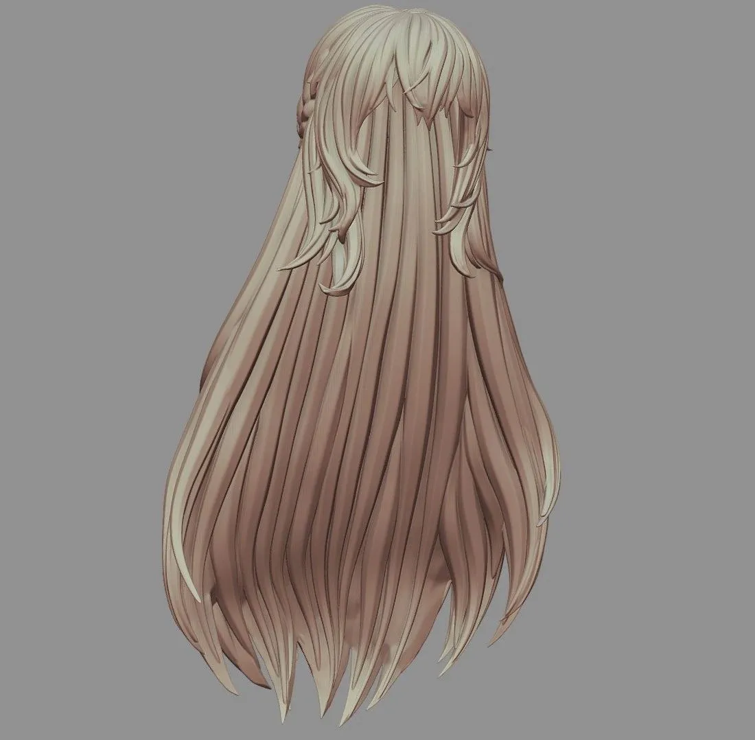 PBR Game 3D Models – 3D Printable Stylized Hair 12