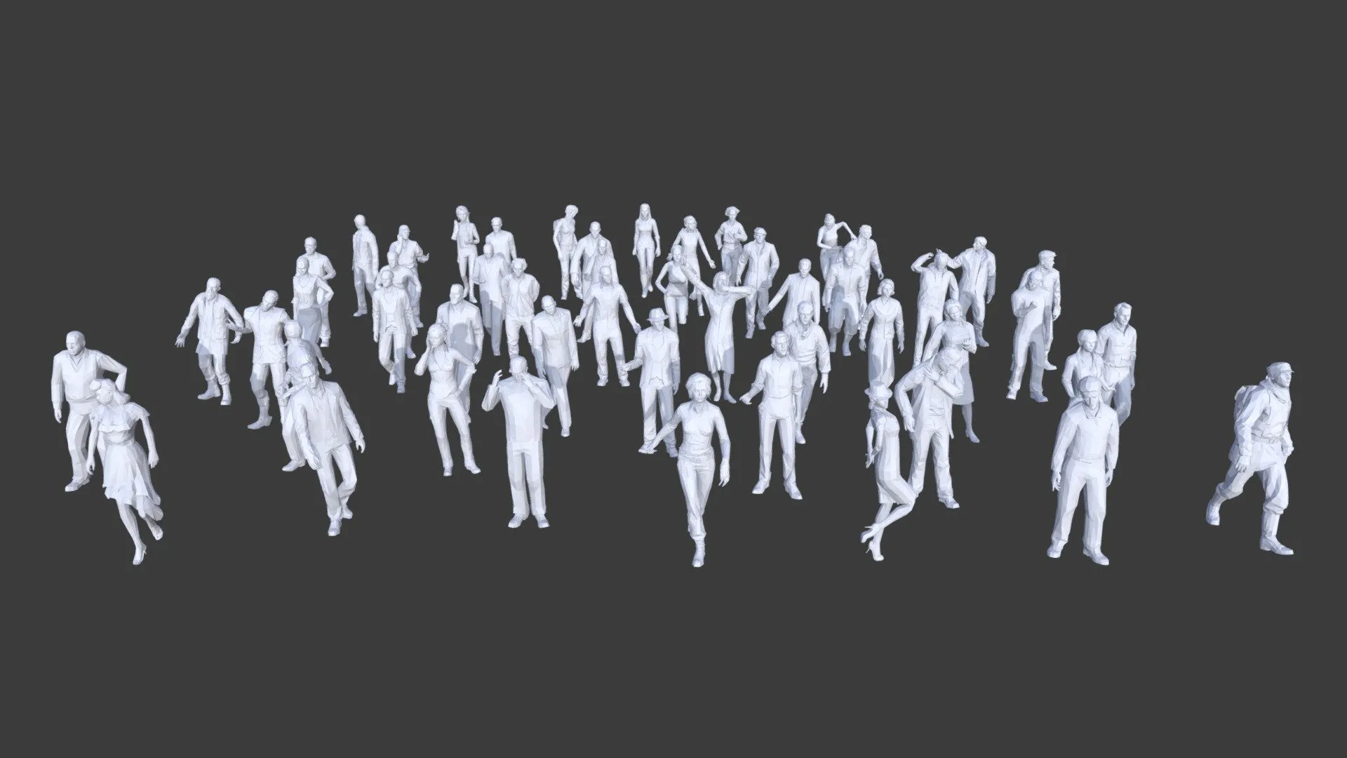 PBR Game 3D Models – 50 Low Poly People Collection Pack 4