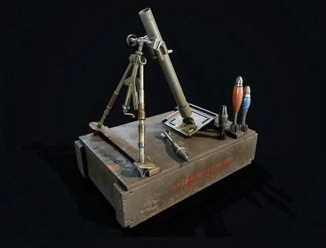 PBR Game 3D Models – 60mm M2 Light Infantry Mortar