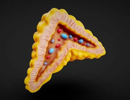 PBR Game 3D Models – Adrenal Gland Cross Section Anatomy