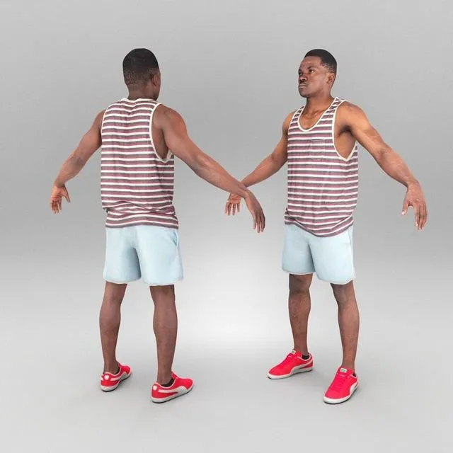 PBR Game 3D Models – African man in casual ready for animation 367