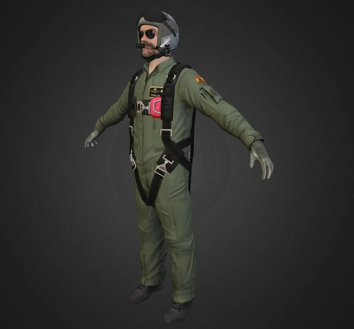 PBR Game 3D Models – Aircraft Pilot