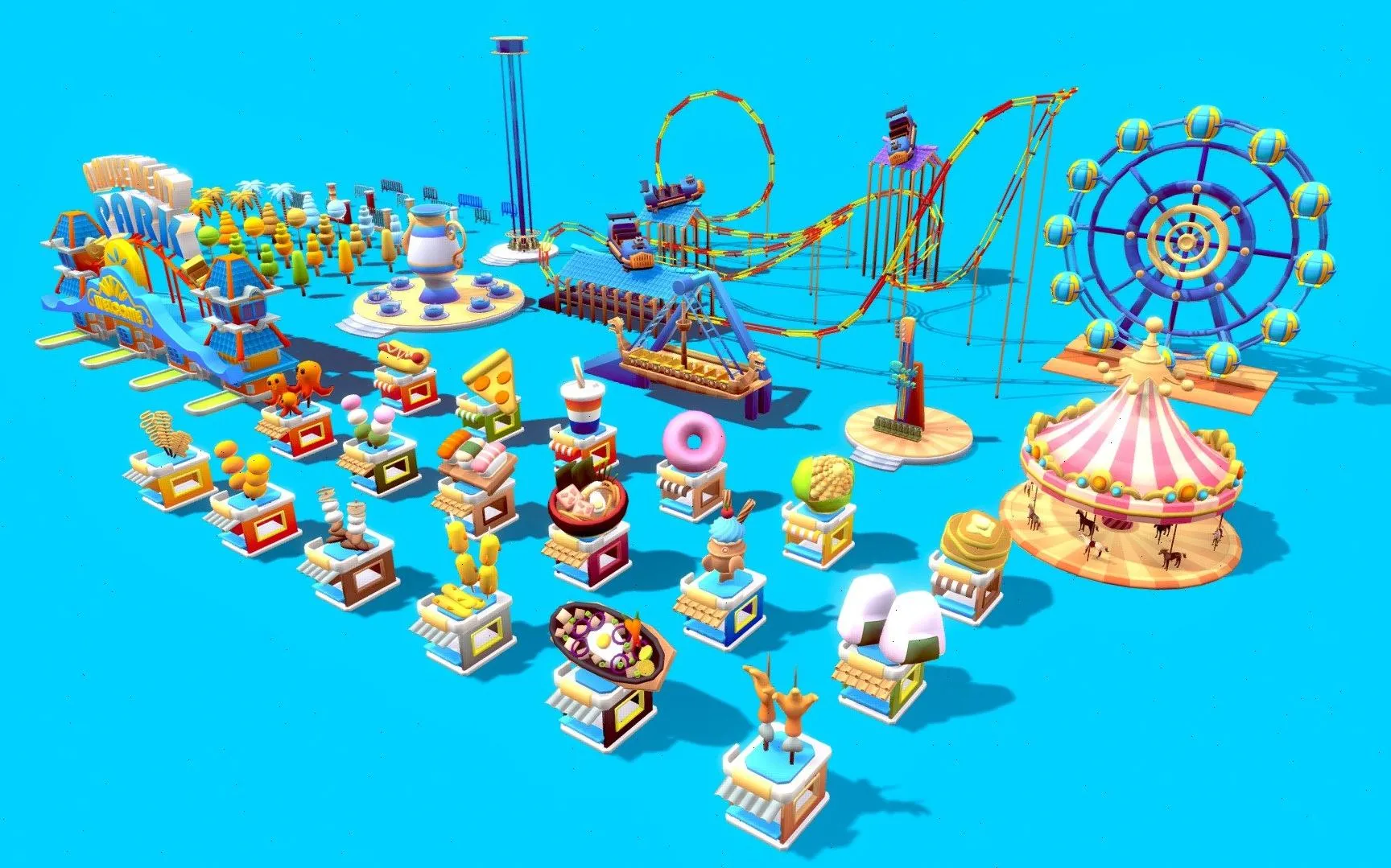 PBR Game 3D Models – Amusement Park Asset Pack