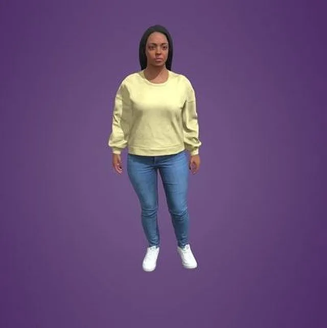 PBR Game 3D Models – Animated Black Woman Standing Idle 8002 SI3