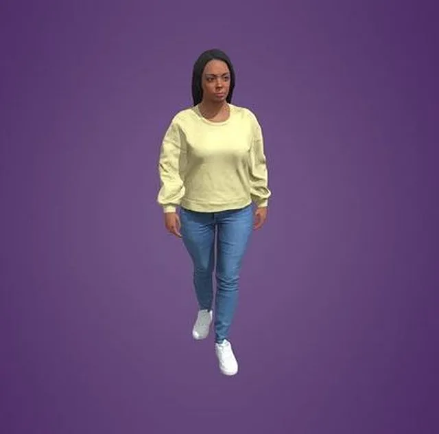 PBR Game 3D Models – Animated Black Woman Walking 8002 W5