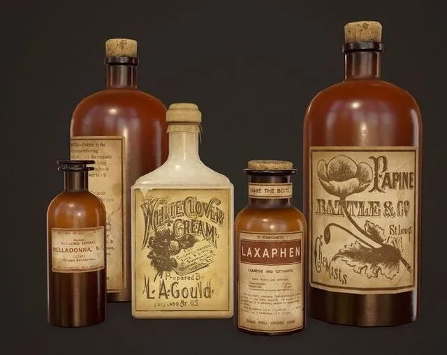 PBR Game 3D Models – Antique Apothecary Bottles